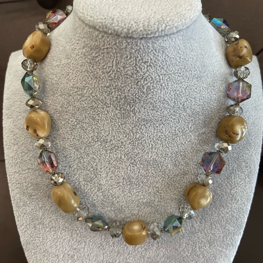 Signed Donna Dressler 925 Necklace AURORA BOREALIS Crystal and Stone Necklace - Picture 2 of 4